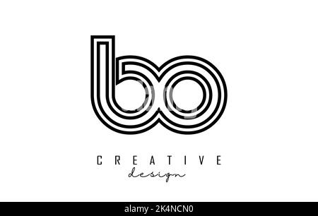 Outline letters bo b o logo with a minimalist design. Letters with elegant, simple and two letters design. Creative Vector Illustration with letters. Stock Vector
