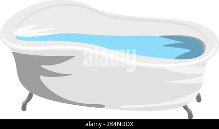 Bathtub filled with water, illustration, vector on a white background. Stock Vector