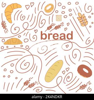 Vector doodle on a bread theme. Stock Vector