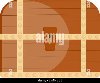 Wooden treasure chest, illustration, vector on a white background. Stock Vector