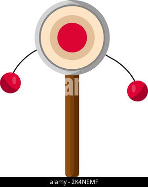 Red baby rattle, illustration, vector on a white background. Stock Vector