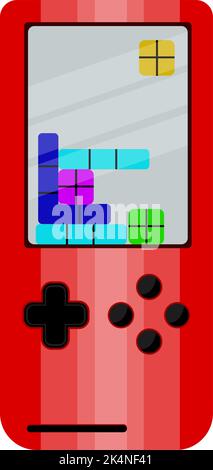Old red gaming console, illustration, vector on a white background. Stock Vector