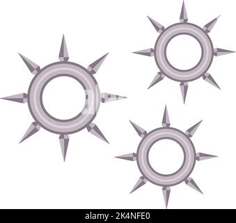 Metal shurikens, illustration, vector on a white background. Stock Vector