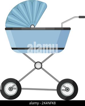 Baby stroller, illustration, vector on a white background. Stock Vector