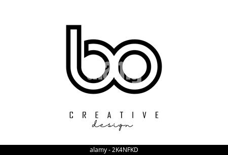 Outline letters bo b o logo with a minimalist design. Letters with elegant, simple and two letters design. Creative Vector Illustration with letters. Stock Vector