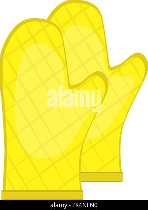 Yellow oven mittens, illustration, vector on a white background. Stock Vector
