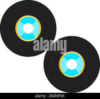 Old music records, illustration, vector on a white background. Stock Vector
