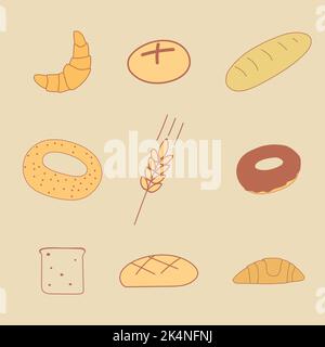 Vector image of bread products Stock Vector