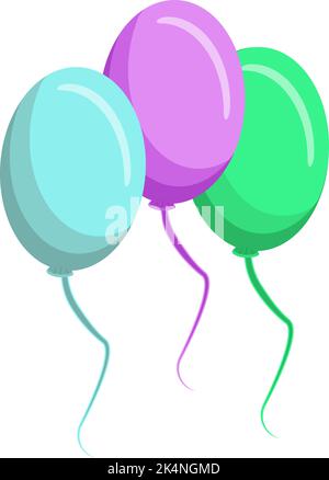 Three small balloons, illustration, vector on a white background. Stock Vector