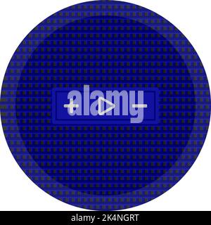 Blue circular bluetooth speaker, illustration, vector on a white background. Stock Vector