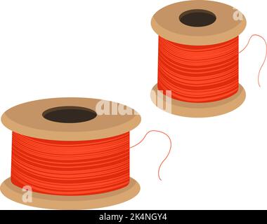 Two red threads, illustration, vector on a white background. Stock Vector