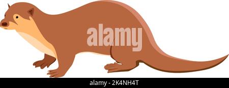 Brown otter, illustration, vector on a white background. Stock Vector