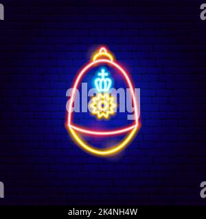 British Guard Hat Neon Sign Stock Vector