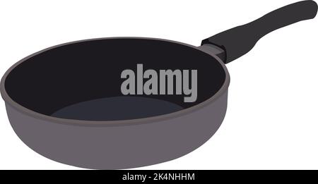 Deep frying pan, illustration, vector on a white background. Stock Vector
