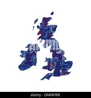 Great Britain Country Line Borders Stock Vector