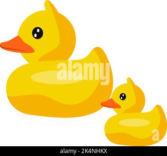 Two yellow ducks, illustration, vector on a white background. Stock Vector