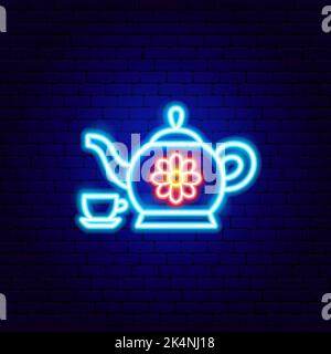 Tea Ceremony Neon Sign Stock Vector