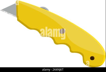Yellow box cutter, illustration, vector on a white background. Stock Vector