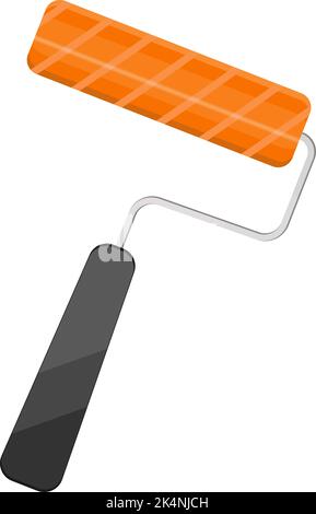 Orange paint roller, illustration, vector on a white background. Stock Vector