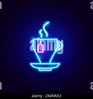 Tea Pot Neon Sign Stock Vector