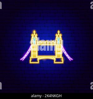 Tower Bridge Neon Sign Stock Vector