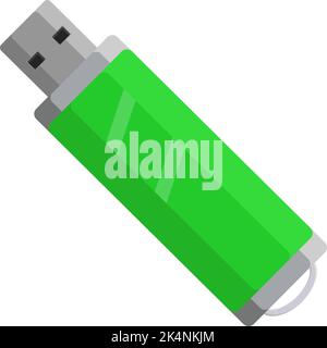 Green USB Drive, illustration, vector on a white background. Stock Vector