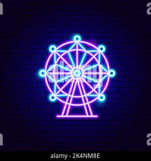 Ferris Wheel Neon Sign Stock Vector