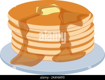 Pancakes with butter, illustration, vector on a white background. Stock Vector