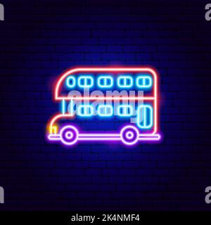 Britain Bus Neon Sign Stock Vector
