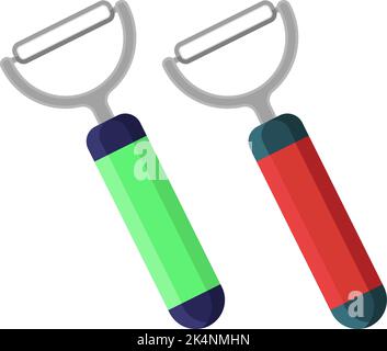 Vegetable peelers, illustration, vector on a white background. Stock Vector