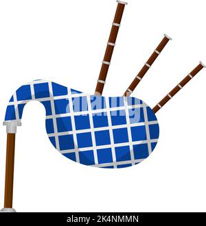 Blue bagpipe instrument, illustration, vector on a white background. Stock Vector