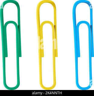 Colorful paper clips, illustration, vector on a white background. Stock Vector