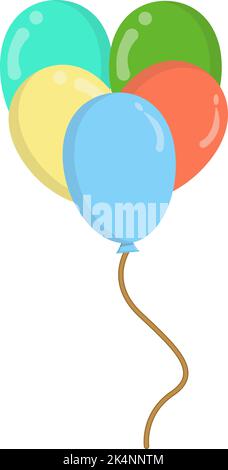 Five colorful balloons, illustration, vector on a white background. Stock Vector