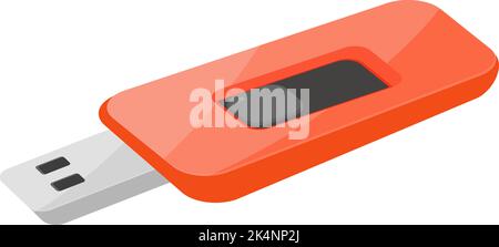 Red USB Drive, illustration, vector on a white background. Stock Vector
