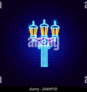 Street Light Neon Sign Stock Vector
