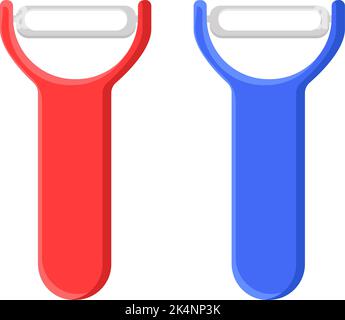 Red and blue peelers, illustration, vector on a white background. Stock Vector