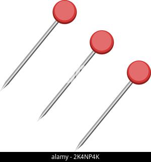 Red pins, illustration, vector on a white background. Stock Vector