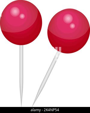 Red pins, illustration, vector on a white background. Stock Vector