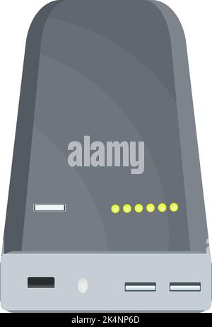 Grey power bank, illustration, vector on a white background. Stock Vector