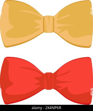Red and yellow bow ties, illustration, vector on a white background. Stock Vector
