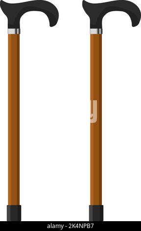 Walking stick, illustration, vector on a white background. Stock Vector