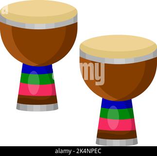Bongo drums, illustration, vector on a white background. Stock Vector