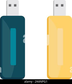 Blue and yellow usb, illustration, vector on a white background. Stock Vector