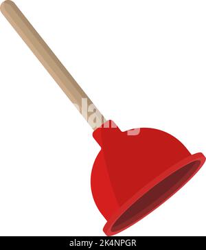 Red plunger, illustration, vector on a white background. Stock Vector