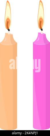 Romantic candles, illustration, vector on a white background. Stock Vector
