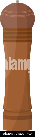 Wooden Pepper grinder, illustration, vector on a white background. Stock Vector