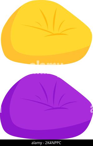 Yellow and purple lazy bags, illustration, vector on a white background. Stock Vector