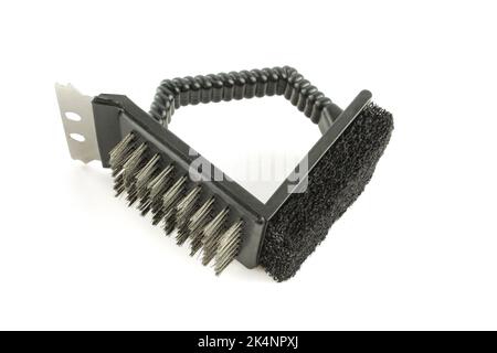 3in1 metallic grill cleaning tool isolated on white background Stock Photo