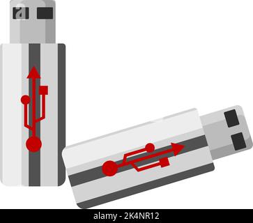 Grey pen drives, illustration, vector on a white background. Stock Vector