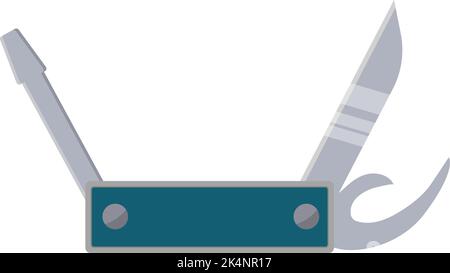 Multifunctional pocket knife, illustration, vector on a white background. Stock Vector